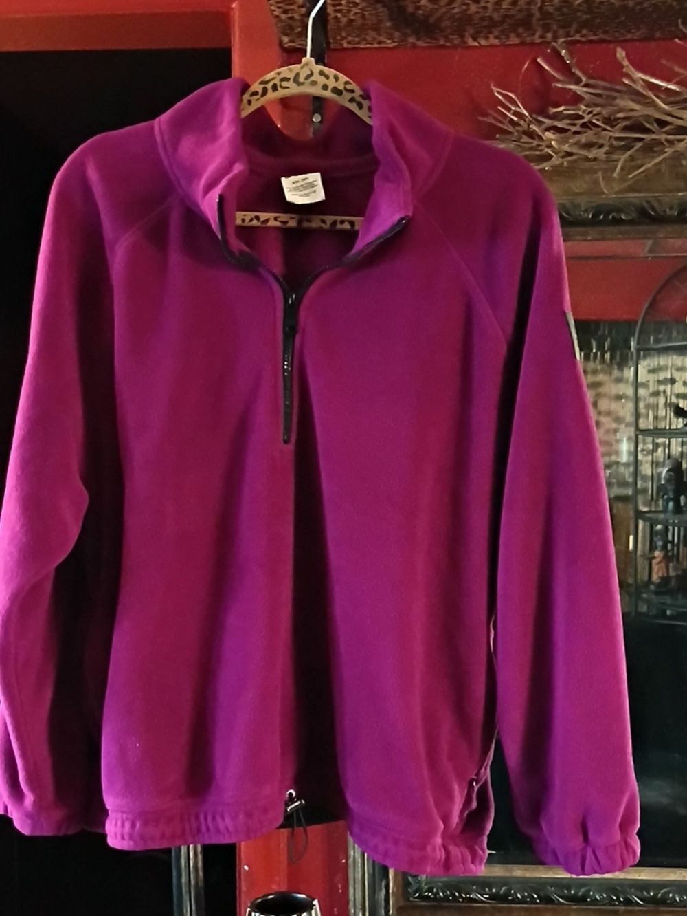 Women's Fuchsia Teddy Fleece Quarter-Zip Jacket